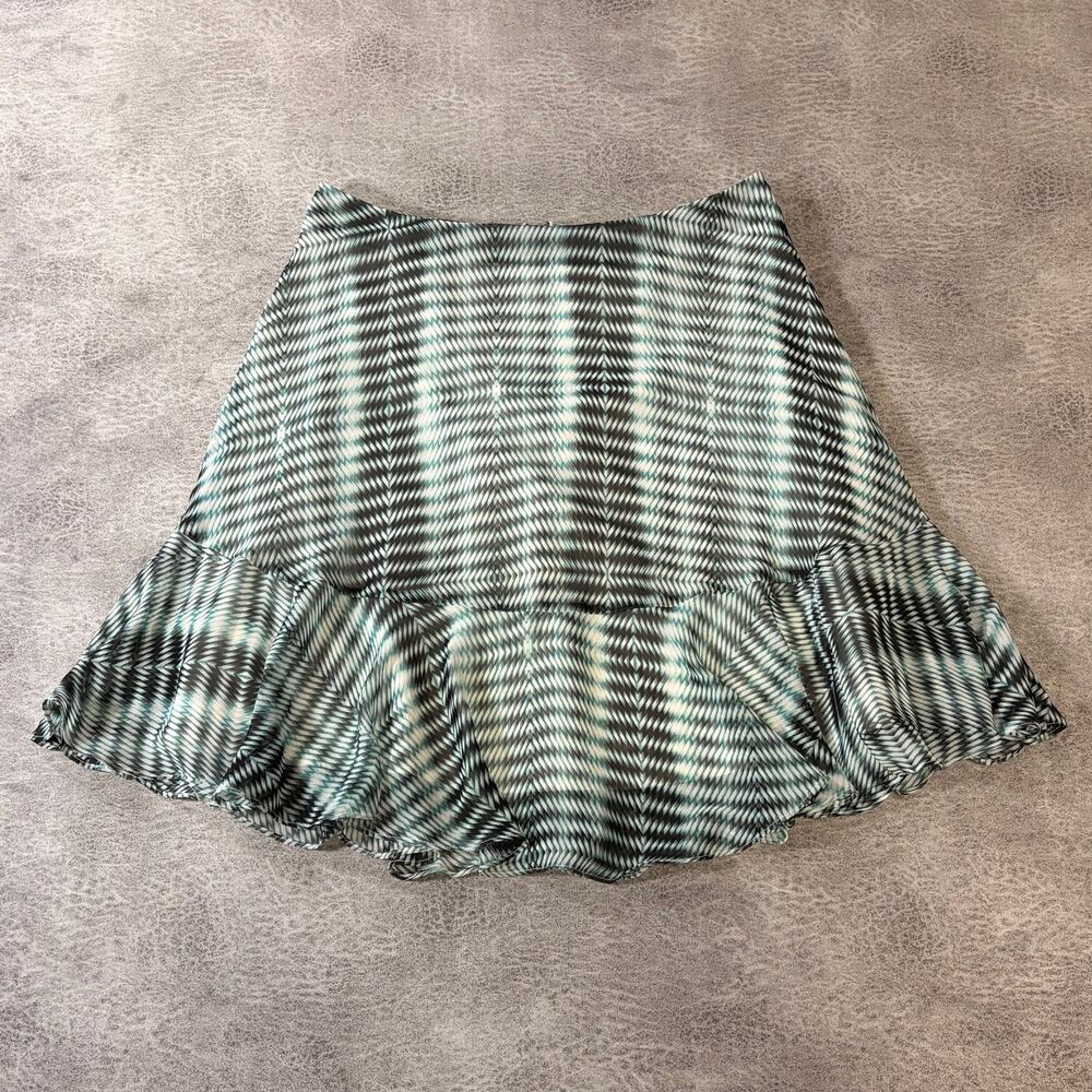 Blue Geometric Print Mini Ruffle Skirt